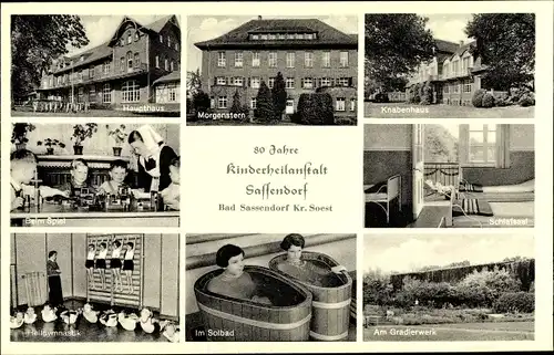 Ak Bad Sassendorf im Kreis Soest, Kinderheilanstalt, Heilgymnastik, Haupthaus, Schlafsaal, Solbad