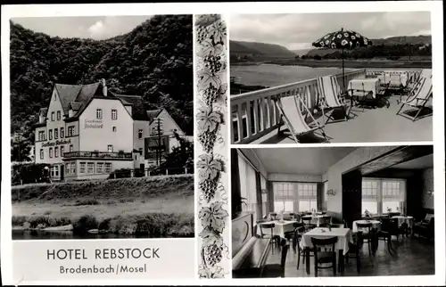 Ak Brodenbach an der Mosel, Gasthof Hotel Rebstock, Terrasse, Bes. E. Sewenig