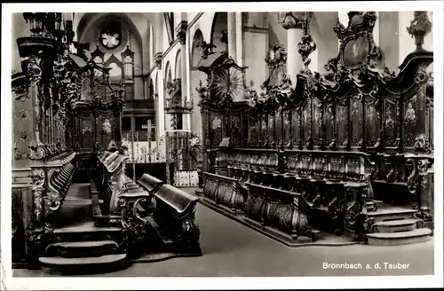 Ak Bronnbach an der Tauber Wertheim, Innenansicht der Kirche