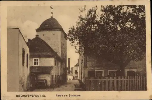 Ak Bischofswerda in Sachsen, Partie am Stadtturm