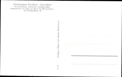 Ak Latendorf in Schleswig Holstein, Lindemanns Gasthaus