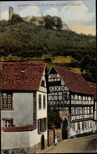 Ak Weinheim an der Bergstraße Baden, Blick auf die Burg Windeck