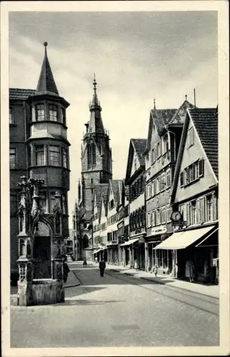 Ak Reutlingen in Württemberg, Lindenbrunnen, Wilhelmstraße