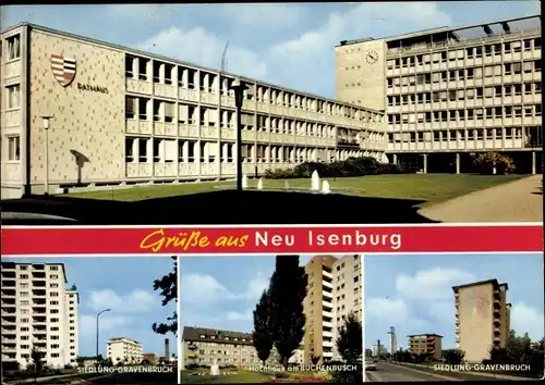 Ak Neu Isenburg in Hessen, Siedlung Gravenbruch, Hochhaus, Rathaus