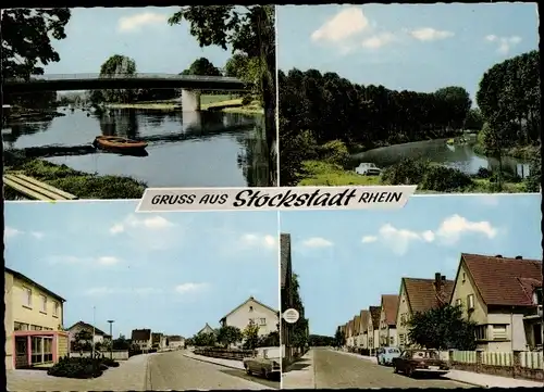 Ak Stockstadt am Rhein Hessen, Rhein, Brücke, Wohnsiedlung