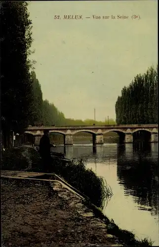 Ak Melun Seine et Marne, Vue sur la Seine