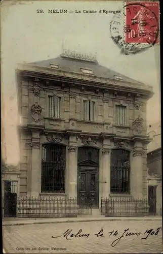 Ak Melun Seine et Marne, La Caisse d'Epargne