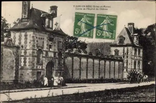 Ak Fleury en Bière Seine et Marne, Entree de l'Hopital du Chateau