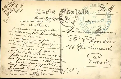 Ak Cravant Yonne, Vue prise de Champagne