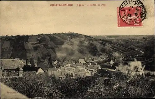 Ak Chatel Censoir Yonne, Vue sur le centre du Pays