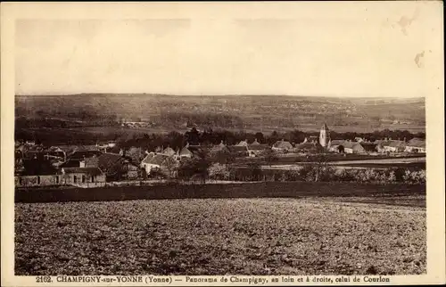 Ak Champigny sur Yonne, Panorama, Ort mit Umgebung