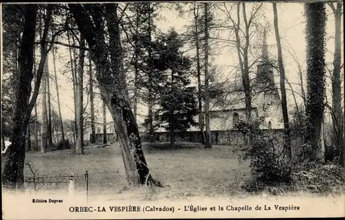 Ak La Vespière Calvados, L'Eglise et la Chapelle de La Vespiere