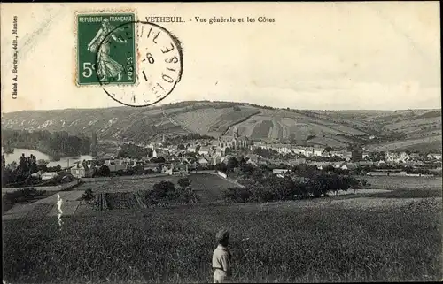 Ak Vétheuil Val-d´Oise, Vue générale et les Cotes