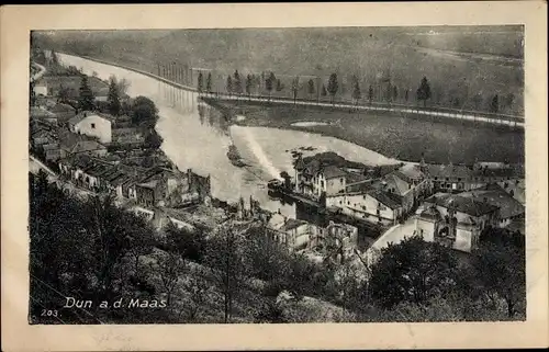 Ak Dun sur Meuse, Blick über den zerstörten Ort, I. WK