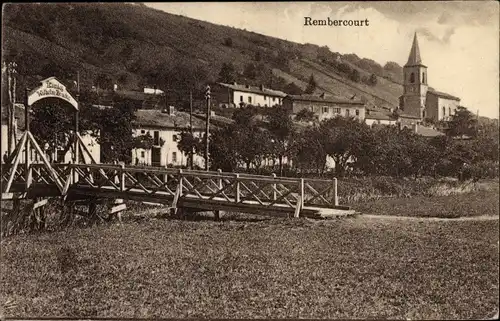 Ak Rembercourt sur Mad Lothringen Meurthe et Moselle, König Wilhelm Brücke, Kirche, I. WK