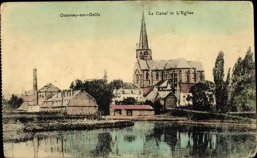 Ak Quesnoy sur Deûle Nord, Le Canal et l'Eglise