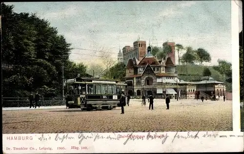 Ak Hamburg Mitte St. Pauli, Straßenbahn, Straßenpartie beim Fährhaus, Trenkler Hbg. 180