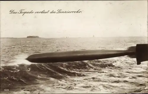 Ak Deutsches Kriegsschiff, Torpedo verlässt das Lanzierrohr, Kaiserliche Marine, I. WK