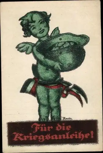Künstler Ak Für die Kriegsanleihe, Engel, Stahlhelm