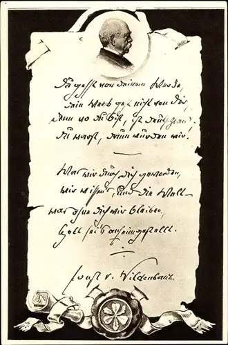 Gedicht Ak Fürst Otto von Bismarck, Portrait, Ernst von Wildenbruch, Du gehst von Deinem Werke