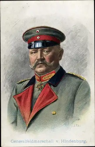 Künstler Ak Generalfeldmarschall Paul von Hindenburg, Portrait in Uniform, Orden