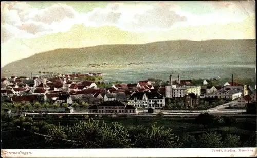 Ak Gottmadingen im Hegau, Blick auf den Ort, Bahnhof, Gleisseite