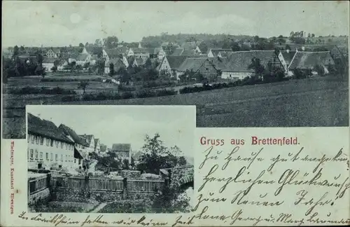 Mondschein Ak Brettenfeld Rot am See Baden Württemberg, Blick auf den Ort