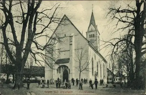 Ak Welzheim in Baden Württemberg, Kirchenpartie