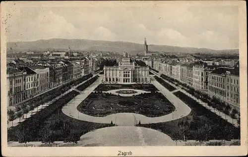 Ak Zagreb Kroatien, Platz, Blick auf den Ort