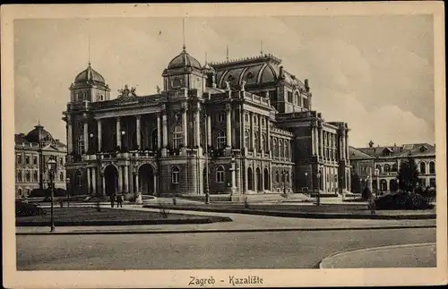 Ak Zagreb Kroatien, Kazaliste, Straßenpartie, Gebäude