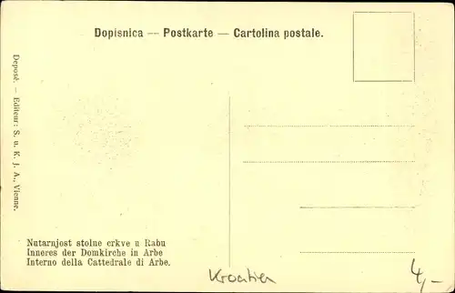 Ak Rab Arbe Kroatien, Innenansicht der Domkirche