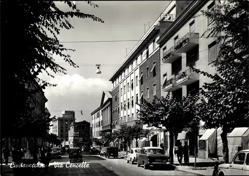 Ak Civitavecchia Lazio, Via Cencelle, Autos