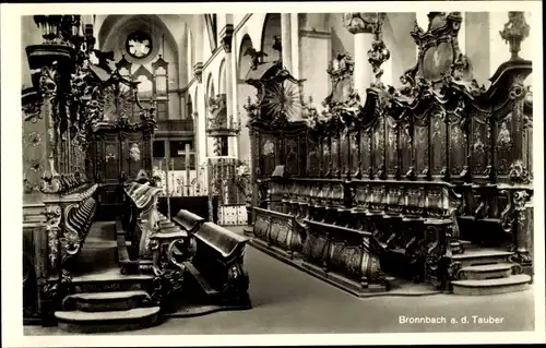 Ak Bronnbach an der Tauber Wertheim, Innenansicht der Kirche