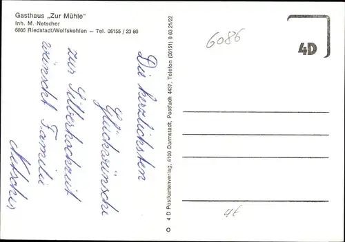 Ak Wolfskehlen Riedstadt in Hessen, Gasthaus Zur Mühle, Inh. M. Netscher
