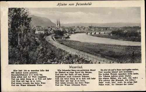 Ak Höxter an der Weser, Panorama, Weserlied