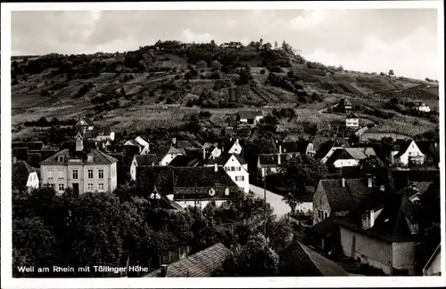 Ak Weil am Rhein in Baden Württemberg, Totalansicht vom Ort, Vogelschau, Tüllinger Höhe