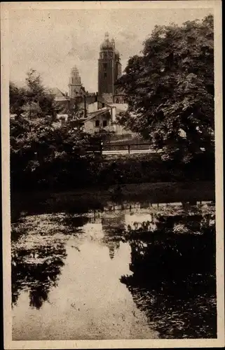 Ak Plauen im Vogtland, Blick über die Elster zur Johanniskirche