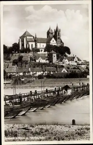 Ak Breisach am Oberrhein Hochschwarzwald, Ortschaft mit Schiffbrücke