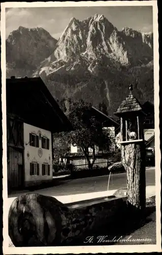 Ak Grainau im Kreis Garmisch Partenkirchen, St. Wendelinbrunnen