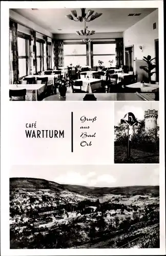 Ak Bad Orb in Hessen, Café Wartturm, Gesamtansicht