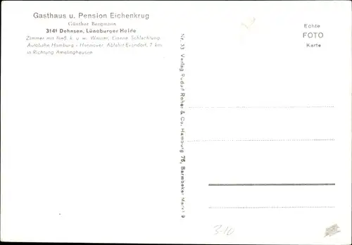 Ak Dehnsen Alfeld an der Leine, Gasthof Eichenkrug, Wacholder, Luhe, Karte