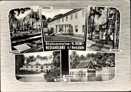 Ak Neufahrland Potsdam Brandenburg, Klinik Sanatorium H. Heine, Badehaus, Bootshaus, Waldhaus