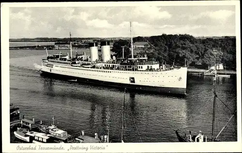 Ak Travemünde Lübeck Schleswig Holstein, Fährschiff Drottning Victoria