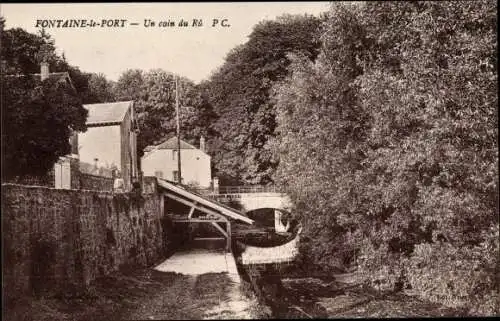Ak Fontaine le Port Seine et Marne, Un coin du Ru