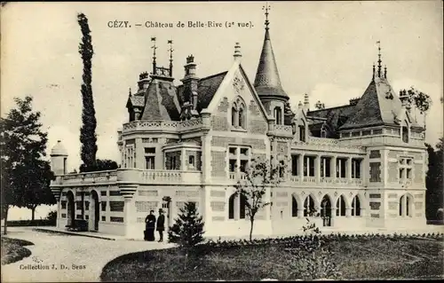 Ak Cézy Yonne, Vue générale du Château de Belle Rive