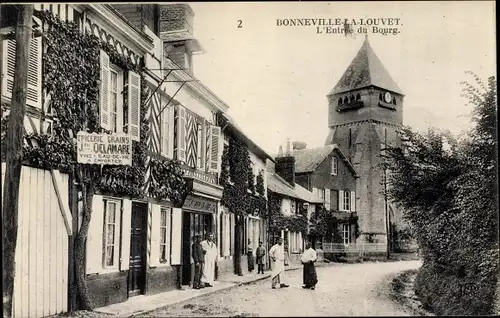 Ak Bonneville la Louvet Calvados, L'Entrée du Bourg