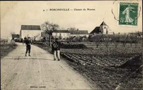 Ak Porcheville Yvelines, Chemin de Mantes