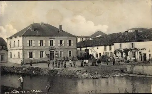 Ak Vilosnes Haraumont Lothringen Meuse, Platz, deutsche Soldaten, I. WK