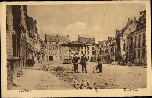 Ak La Bassée Nord, Teilansicht vom Grand' Place, Kriegszerstörungen, I WK