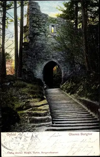 Ak Oybin Sachsen, Oberes Burgtor mit Treppe